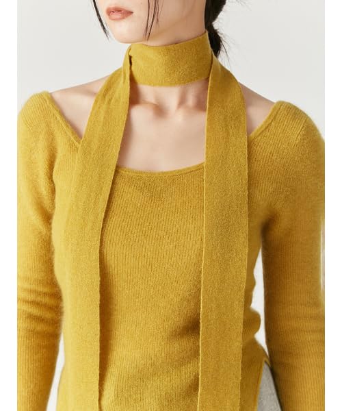 FRAY Mohair Knit Pullover FWNT245083 YEL I.D. Women's Open-Back