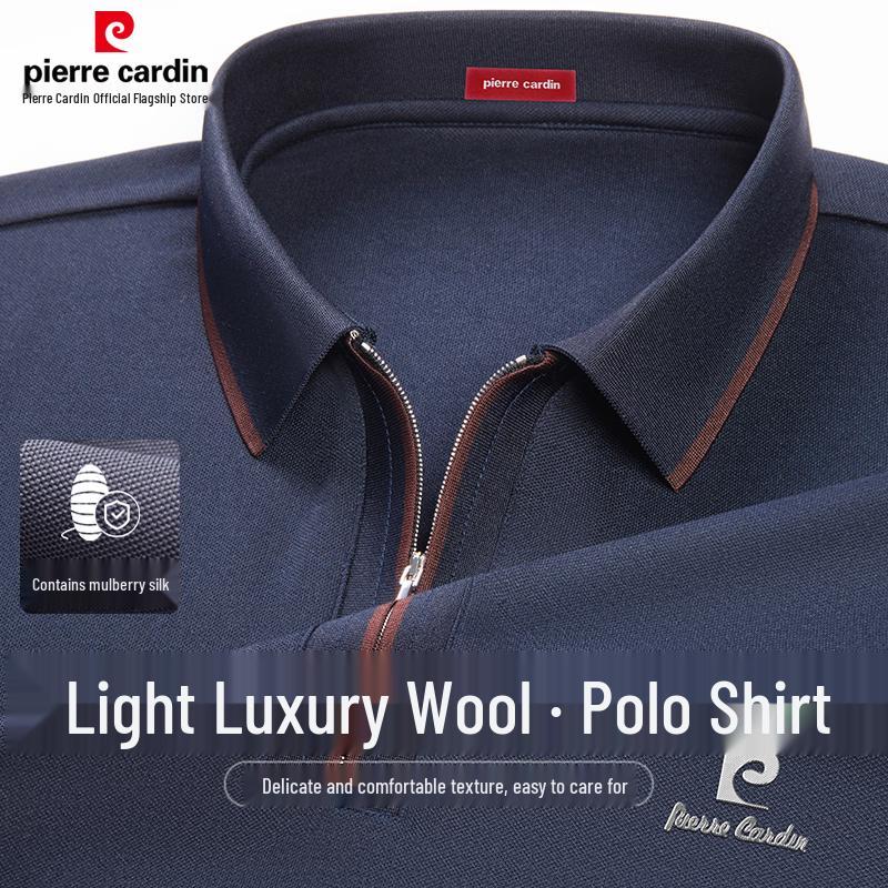 Pierre Cardin Men's Silk & Wool Blend Quarter-Zip Polo T-Shirt