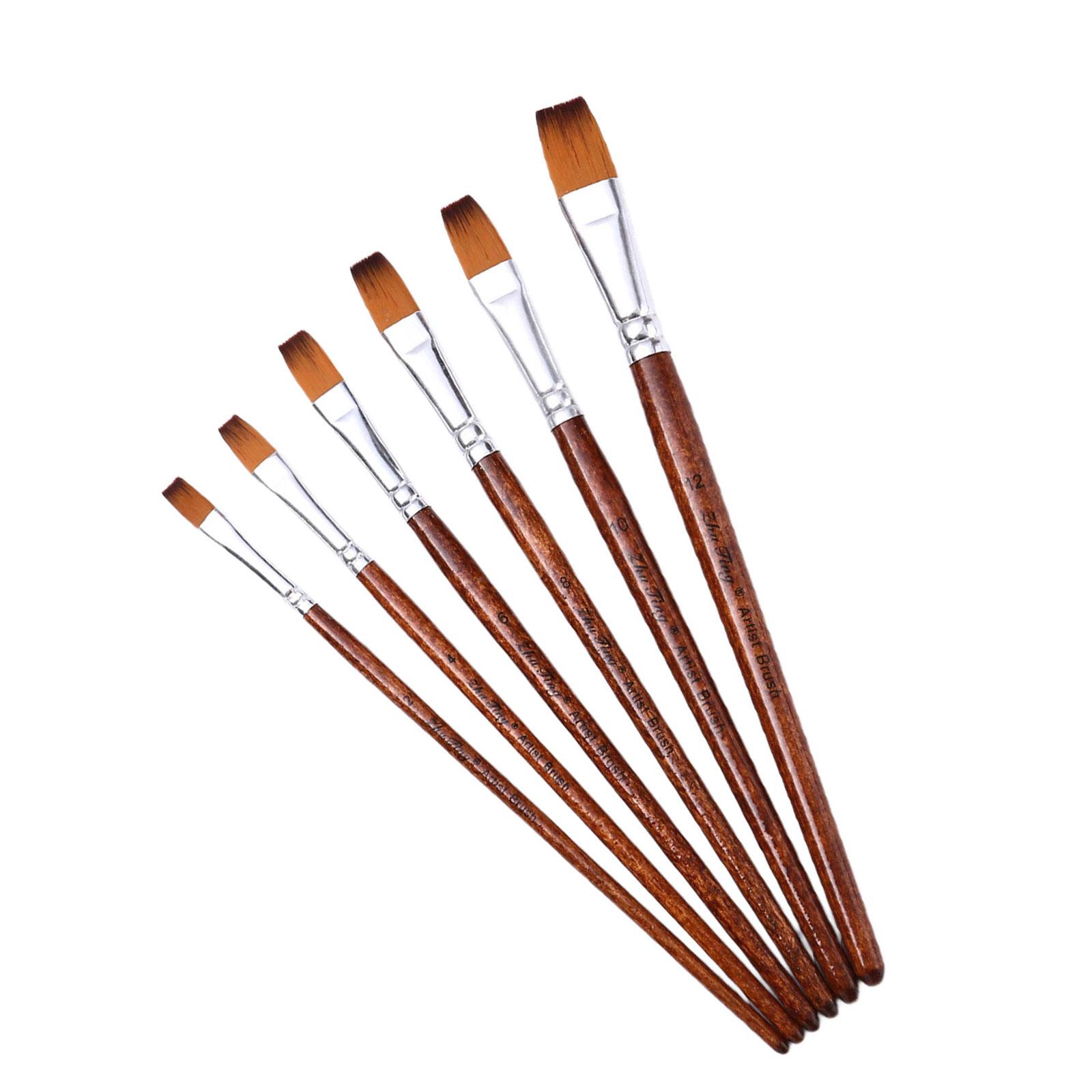 

6 шт. Художественная кисть для рисования акварелью Кисть для масляной акриловой краски Акварельная гуашь Кисть с нейлоновой щетиной B