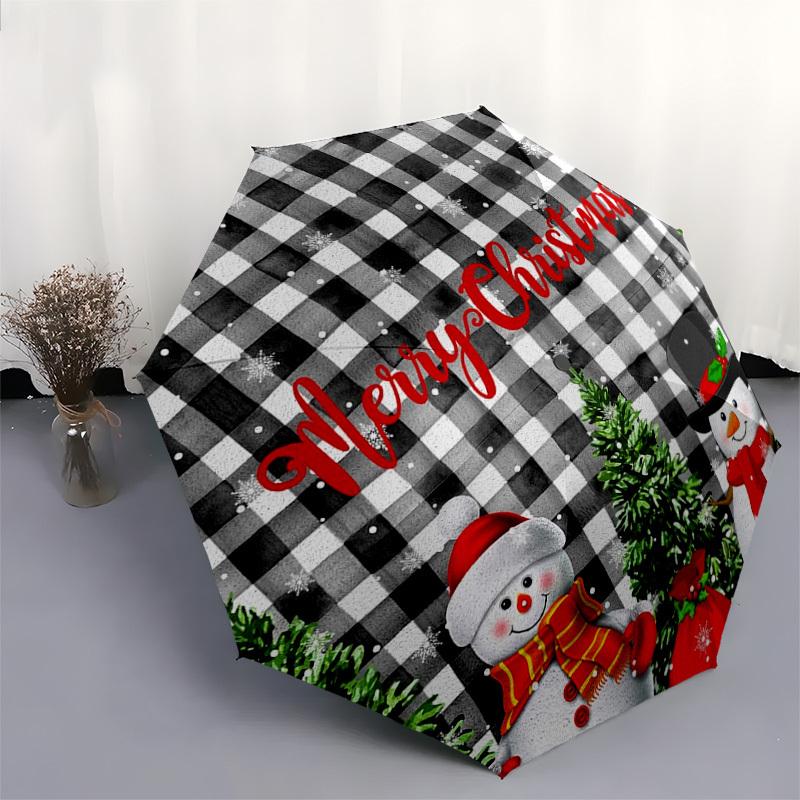 1pc Christmas Snowmen Decorative Placemat Umbrella with Plastic Handle,Suitable for All Seasons Home Travel Outdoor UmbrellaDD250