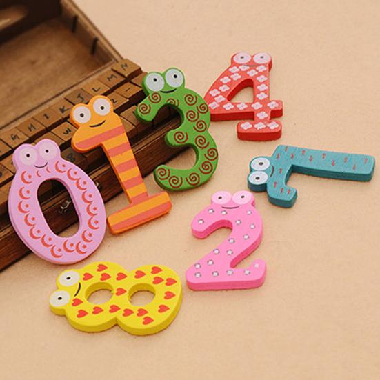 10Pcs Cute Wooden Fridge Magnet Number 0-9 Kids Colorful Educational Toy Set