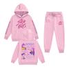 Kids' Long Sleeve Loose Pullover Letter Print Drawstring Hooded Sweatshirt Sweatpants Set