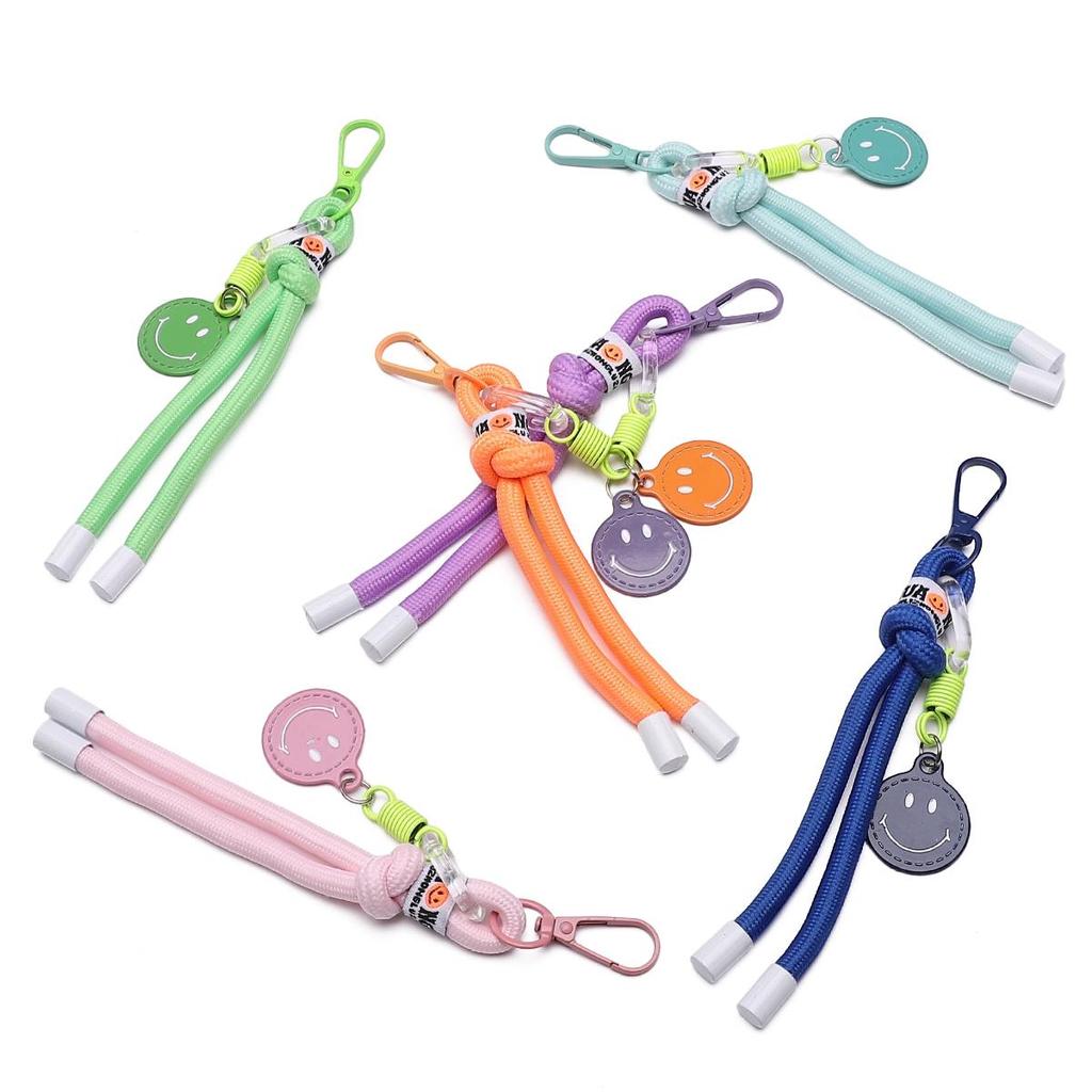 Alloy+nylon Woven Smiley Face Keychain For DIY Bag Accessories