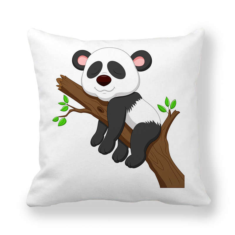 Cartoon Panda Series Patterns Digital Printing Short Plush Pillow Covers For Car Sofa Office Cushion Cover Home Goods