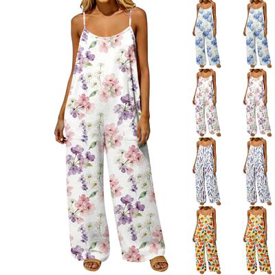 Women Casual Loose Fit Vintage Style Jumpsuit Suspender Backless One Piece Romper with Pockets Lightweight Soft Fabric Comfortable Design