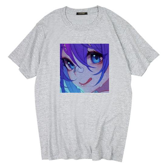 Dark Gothic Short Sleeve T-shirt Cute Cartoon Girl Streetwear Simple Casual Top Retro Loose E-Girl Summer Short Sleeve T-shirt