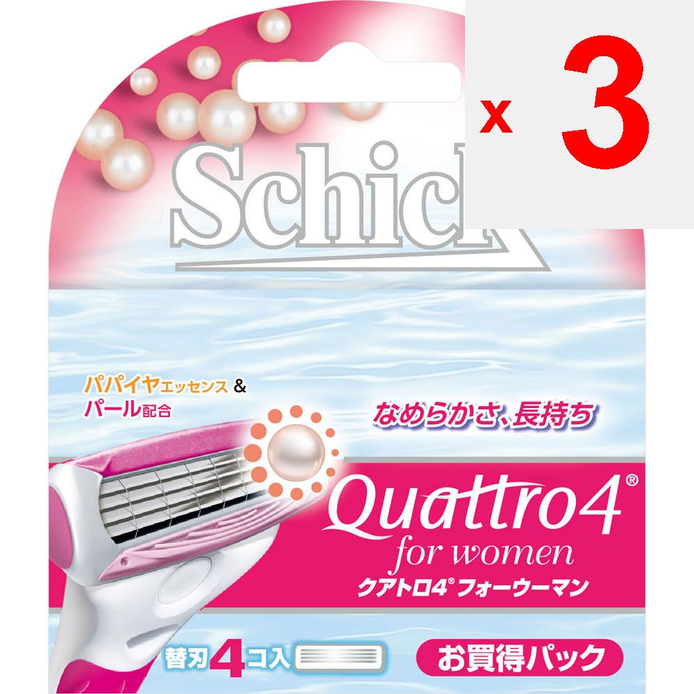 Sic Japan Schick Quattro 4 for Woman - 4 Replacement Blades Replacement Blades for Women Women's Razors Replacement Blades for Women