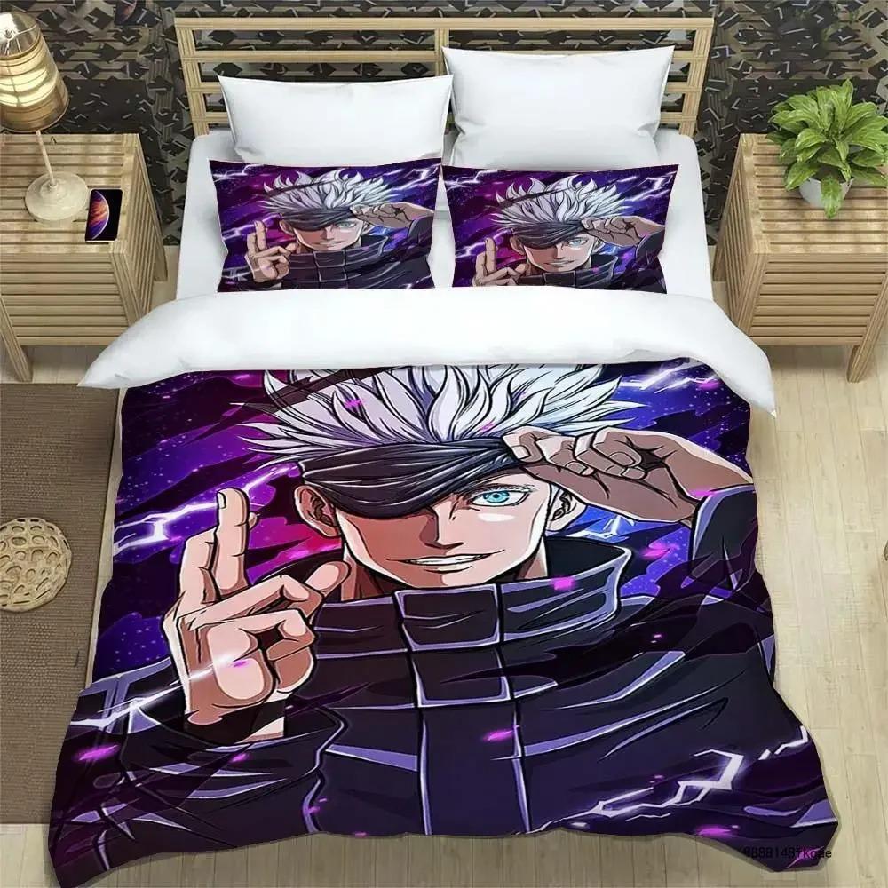 3D Anime Jujutsu Kaisen Satoru Gojo Χριστουγεννιάτικο Δώρο King Twin Διπλό Παιδικό Σετ Κλινοσκεπασμάτων Μικροΐνες ή Πολυεστερικό Σετ Παπλωματοθήκης