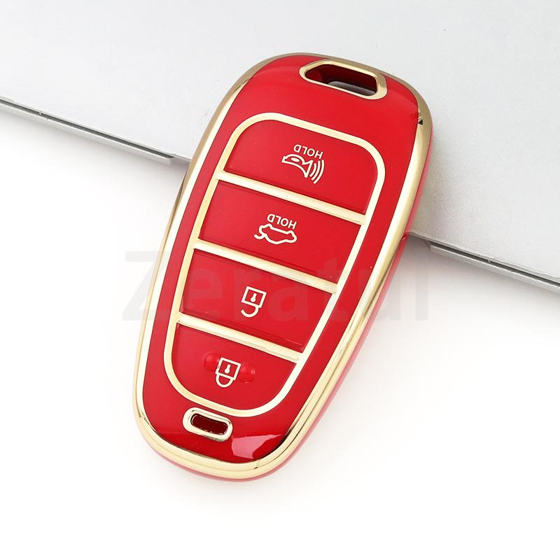 4 Tasten TPU Auto Schlüsselhülle Abdeckung Für Hyundai Santa Fe Tucson Nexo Nx4 Atos Prime Solaris Schale Schlüsselanhänger Halter Zubehör