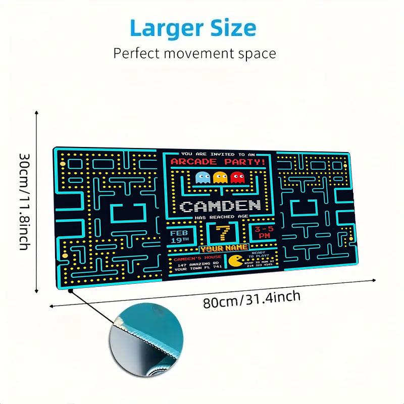 Pac-Man Custom Name Large Size Mouse Pad Large Gaming Table Cushion Non-slip Laptop Tablet Big Mousepad XXL Mat Mini PC Playmat With Lock Edge