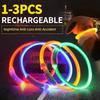 LED Dog Collar Rechargeable 3 Working Mode More Lighter Max 70cm Night Safety Flashing Glow Collar Anti Lost Night Collar