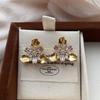 Autumn And Winter Metal Petal Zircon Stud Earrings Temperament Advanced Sense Simple Light Luxury French Earrings Women