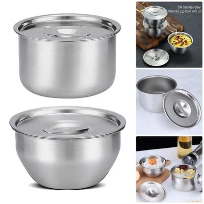 1Pcs Small Soup Bowl Steamed Egg Bowl 304 Stainless Steel with Lid Rice Bow Anti-Scalding Kitchen Tableware Children Bow
