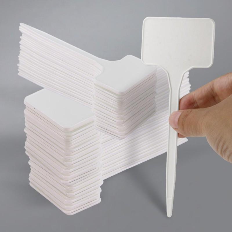 

T-Shaped Writable Plant Tags PP Plant Labels Garden Markers for Seedlings Herbs Vegetables 50pcs-15x5.5cm белый