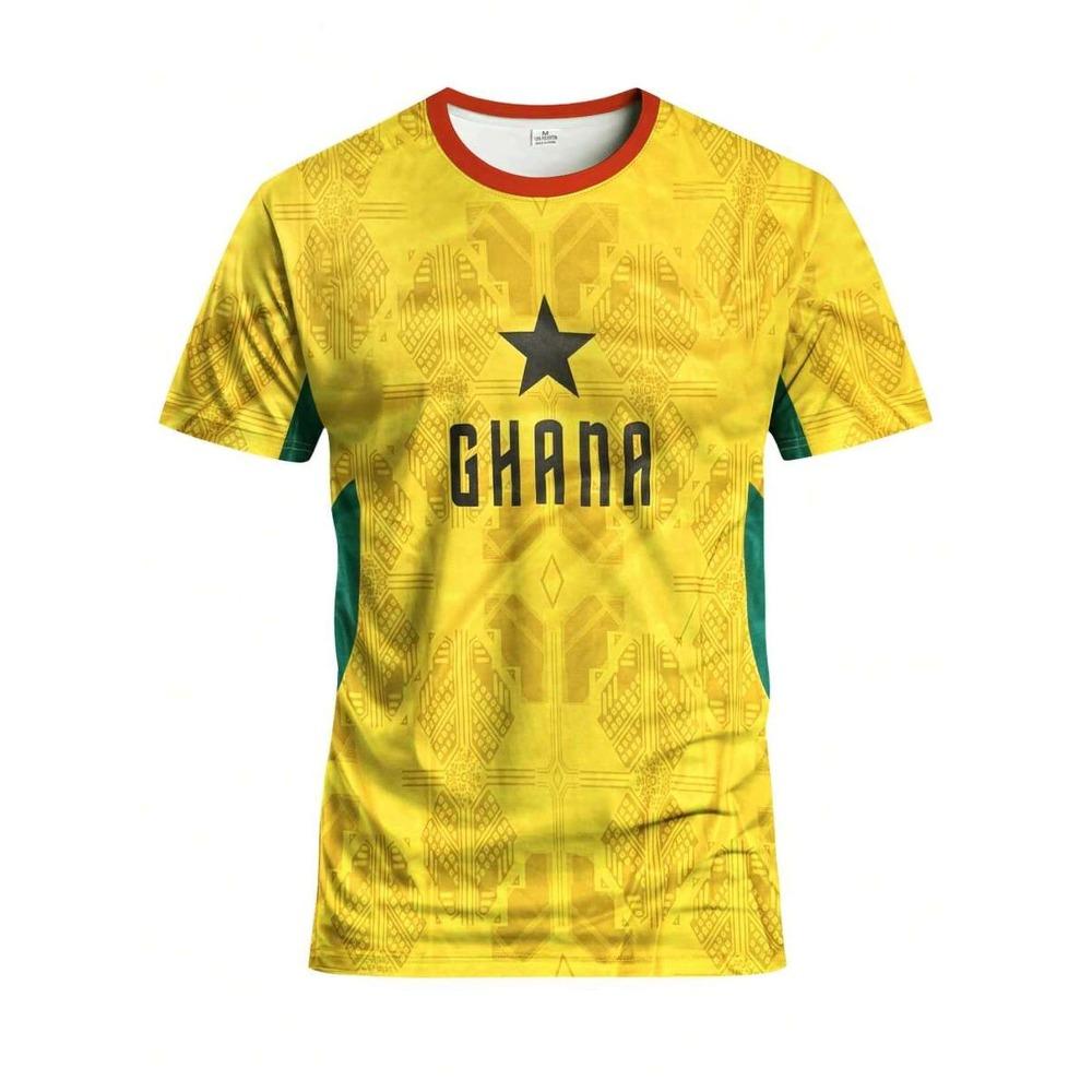 Ghana football-themed sports jersey, African national dark pattern black star printing design