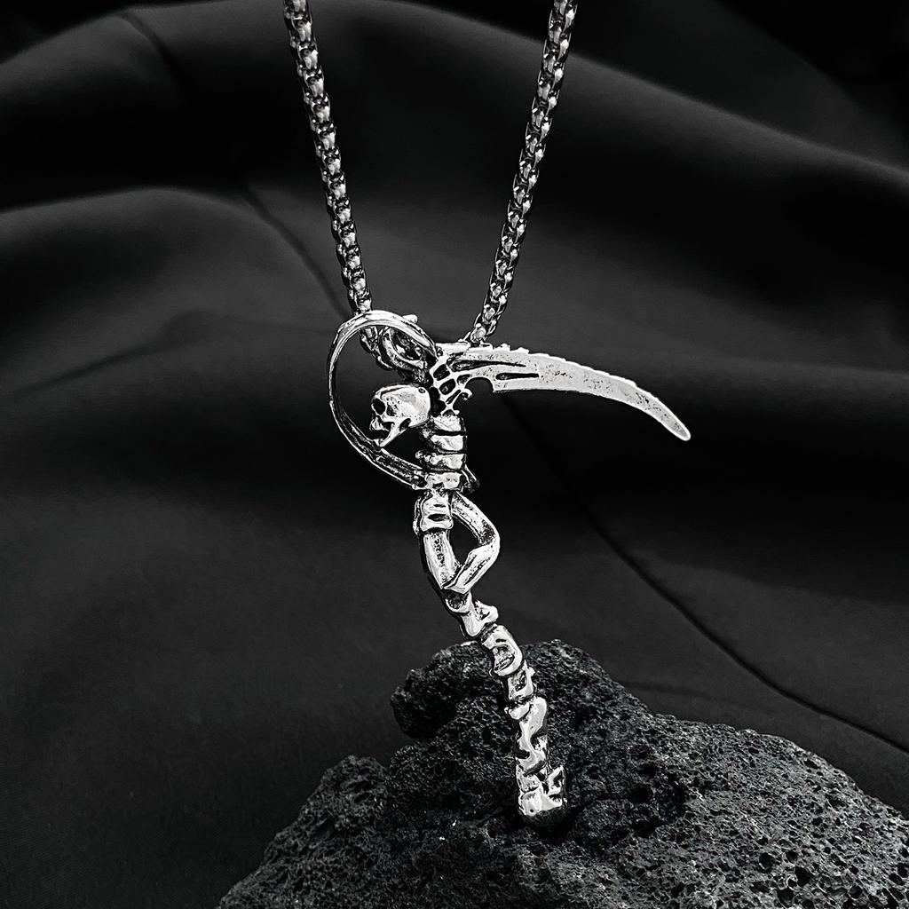 Gothic Diablo Skull Pendant Necklace Personality Punk Hip Hop Alloy Old Collarbone Chain Halloween Ornament Wholesale