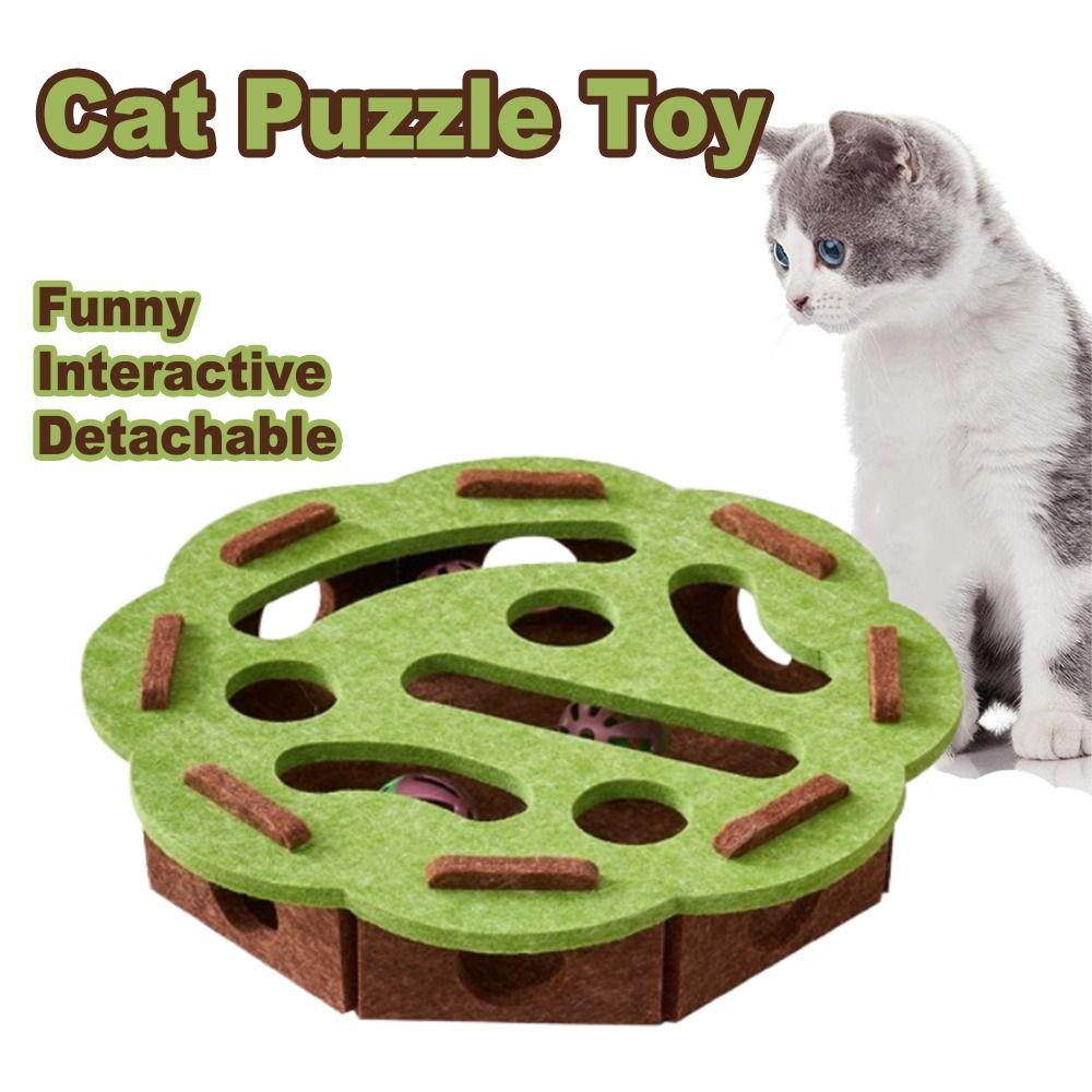 Felt Pet Puzzle Track Toy Funny Kitten Track Ball Toy Durable Cat Teasing Box  Indoor Game