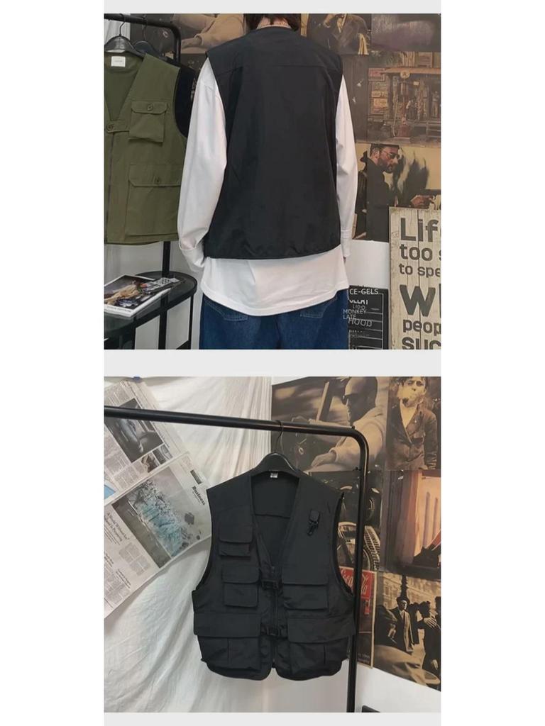 Men's Japanese Functional Outdoor Vest with Multi-Pocket Design