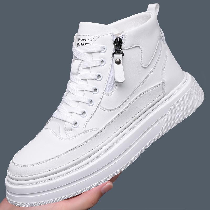 

Мужские модные парусиновые кроссовки с высоким верхом - Толстая подошва, Молния, Стиль колледжа, Молодежная повседневная обувь 41