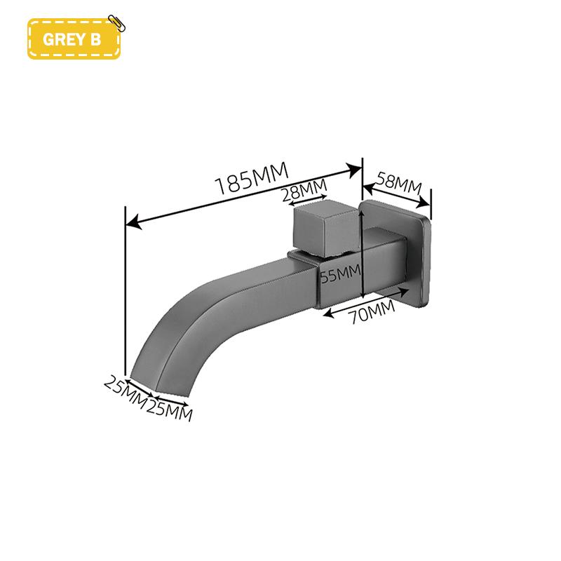 Rubinetto per Lavabo Quadrato da Parete per Bagno Oro Spazzolato Monoforo Freddo Ottone Rubinetto per Lavabo da Balcone Pozzetto per Mocio Cromo Nero Grigio