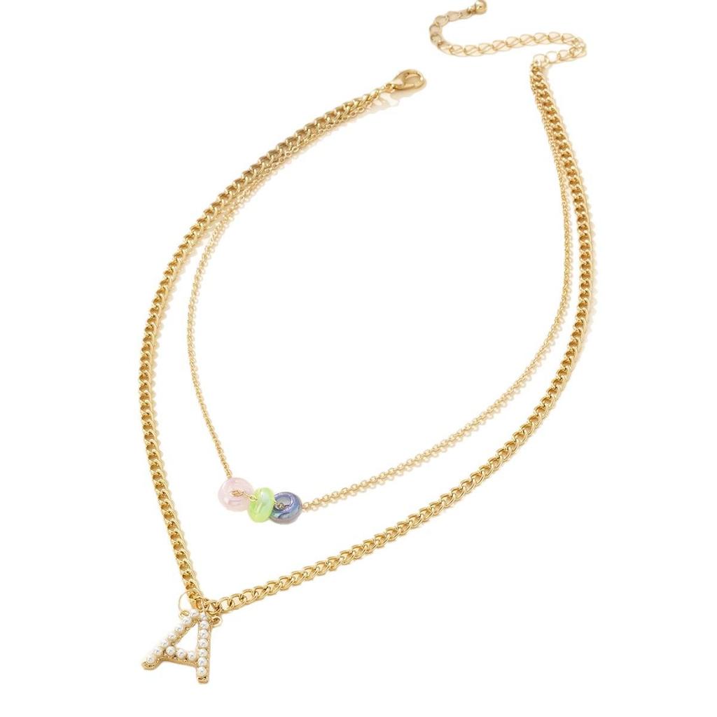 Trendy European & American Double-Layer Letter Necklace - Versatile Resort Style for Women