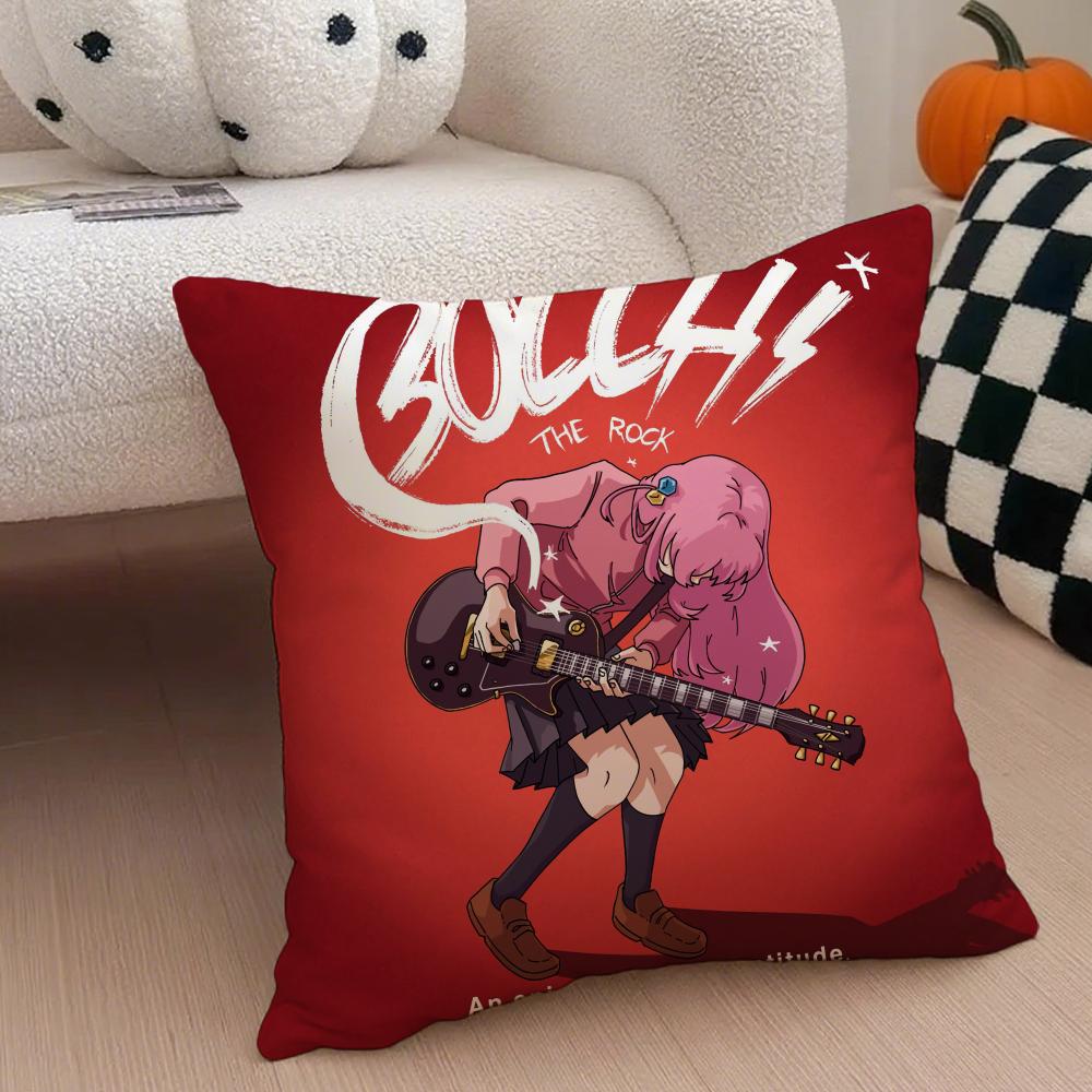 Shy Cute Japanese Anime BBocchi The Rock Cushion Cover Throw Pillow Cover Hidden Button Durable Polyester Chair Cushion