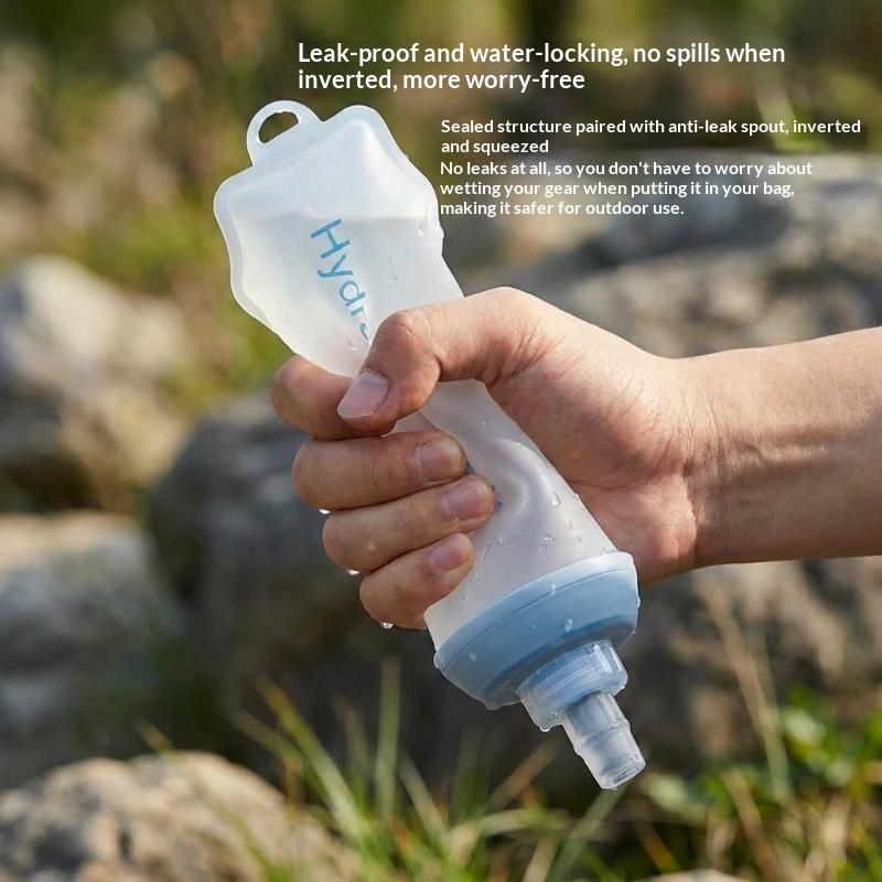 Foldable Soft Hydration Flask Food Grade BPA Free Leak Proof Nozzle Portable Squeezable Bottle for Hiking Running Marathon Sports