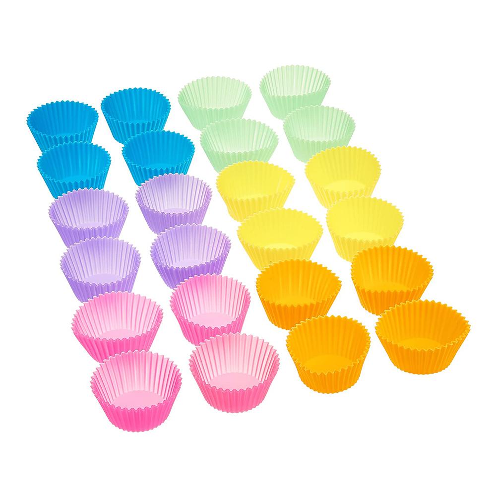 24 ks Pečicích košíčků Opakovaně použitelné silikonové košíčky na dorty Nepřilnavé pečicí košíčky