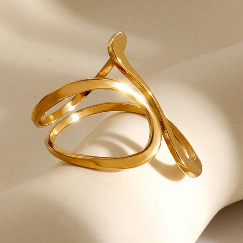 Stainless Steel Silver Color Rings for Women Punk Geometric Metal Irregular Chain Open Rings Hiphop Simple Jewelry Accessories