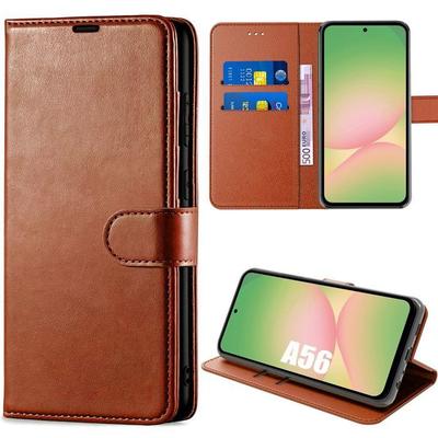 Protective Case - BOOLING - for Samsung Galaxy A56 5G - Synthetic Leather - Shockproof - Brown