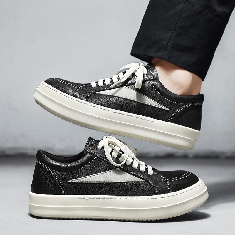 Fashion New Mens Casual Shoes High Quality Genuine Leather Luxury Shoes Comfort Outdoor Lace-Up Sneakers Non-Slip Tennis Running Shoe