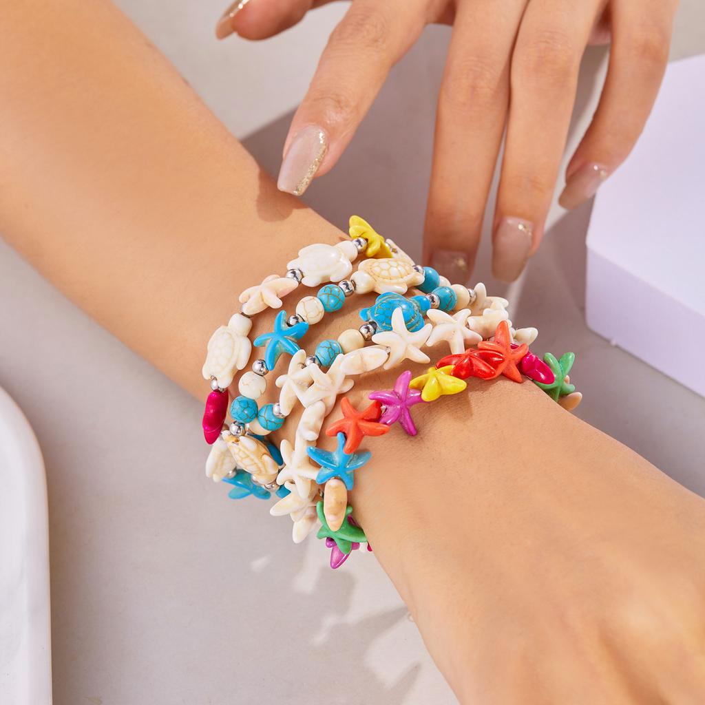 Bohemian Starfish Shell Beads Bracelet For Women Sea Star Turtle Conch Woven Rope Bracelet Summer Beach Party Holiday Jewelry