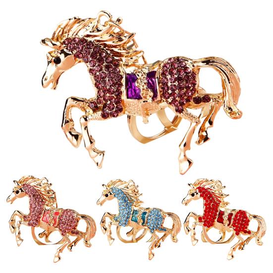 Wealth Horse Car Keyring Rhinestones-Encrusted 3D Zodiac Horse Design Key Chain Metal Charm Bags Keyring