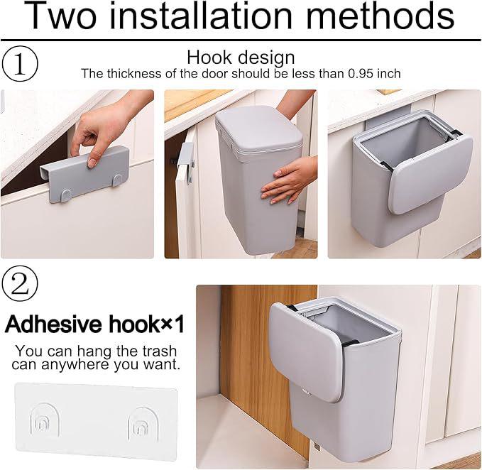 Large Capacity Wall-Mounted Trash Can with Lid for Kitchen, Office, and Bathroom