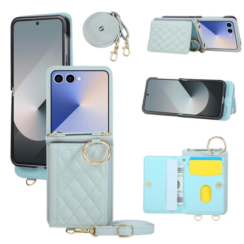 Crossbody Wallet Ring Phone Case for Samsung Galaxy Z Flip 7 6 5 5 4 3 Flip7 Flip6 Flip5 Card Slot Business Leather Cover Coque