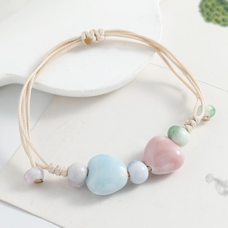 Браслет из керамических бусин в стиле Мори с ракушкой-яблоком - Универсальное рождественское украшение для студентов Adjustable Ceramic Bracelet
