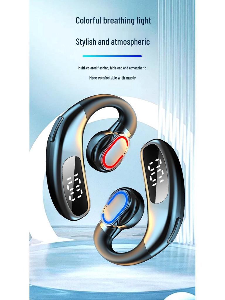 F80 Bluetooth Earphones: Over-Ear, Air Conduction, Single-Ear with Digital Display