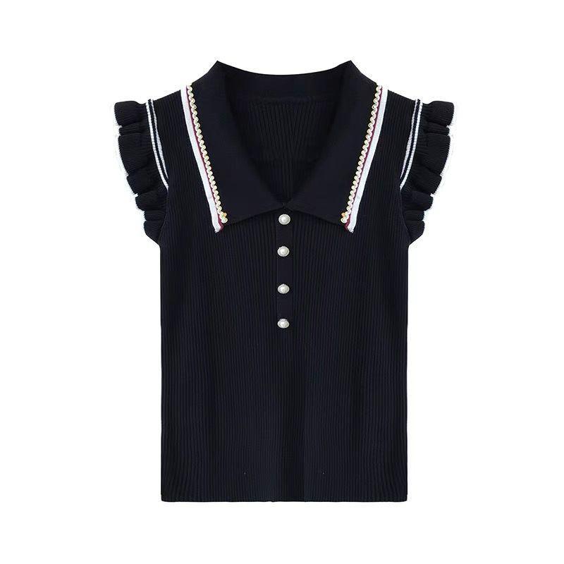 Summer Matchy-matchy V-neck Thin Design Niche Sleeveless Knit Top T-shirt Female Tide Casual Essential Comfort and Style Slim Fit Pullovers Tees