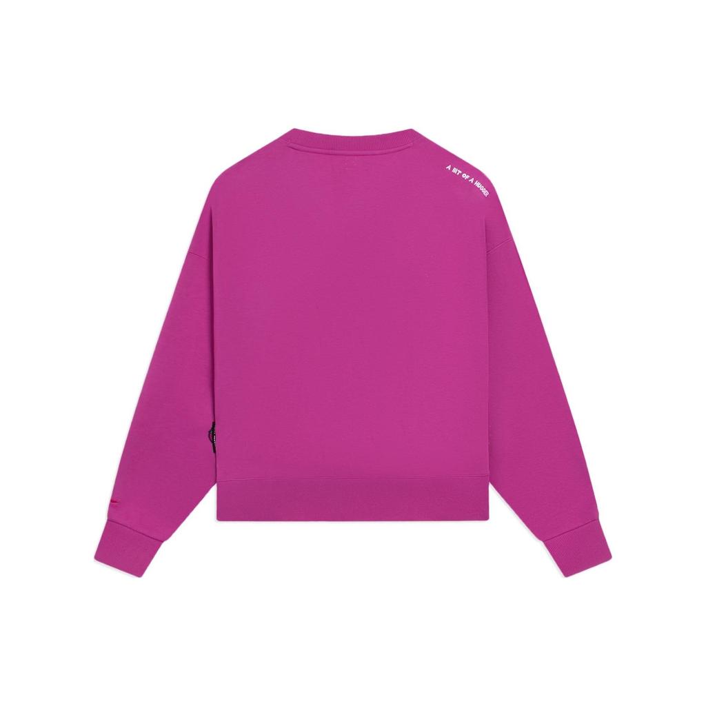 Li-Ning X Pixar Toy Story Series Womens Plush Warm Loose Pullover Sweatshirt Women Tops Magenta AWDSF34-1