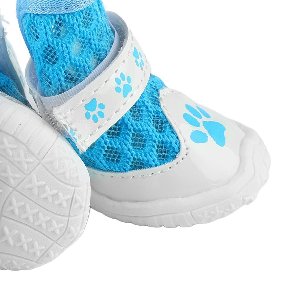 4pcs Skid Tough Sole Breathable Pet Shoes Summer Puppy Footwear  Summer Outside Travel