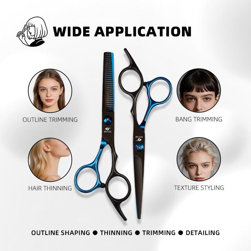 Pro Barber Blue-Black Stainless Steel Thinning Scissors for Hair Salon Stylists