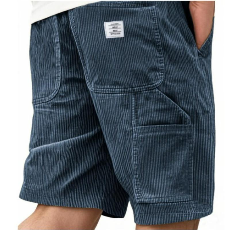 Men's Fashion Multi-pocket Embroidered Label Tooling Retro Corduroy Shorts