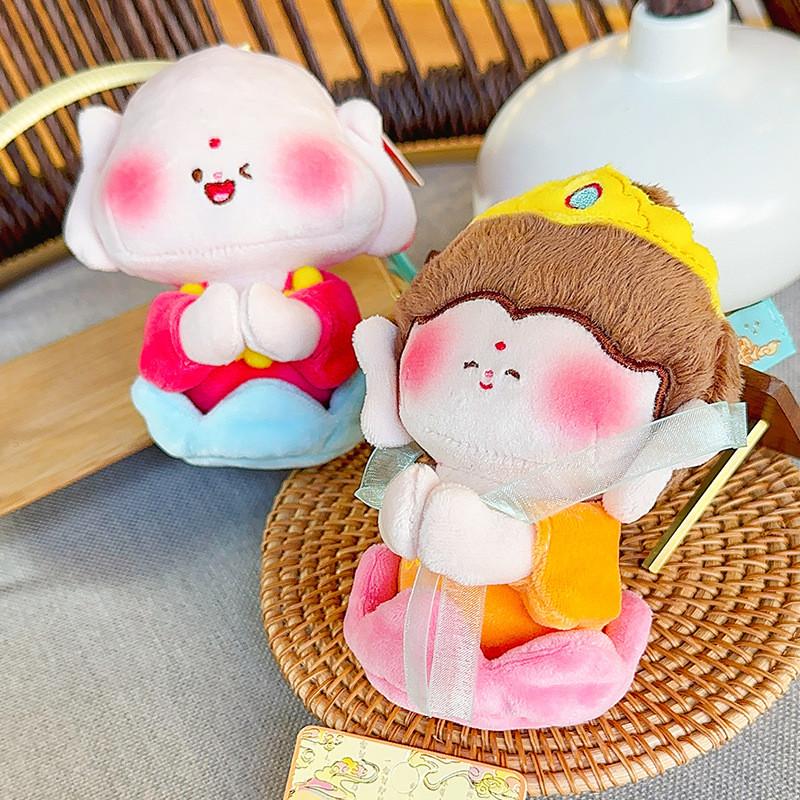 Symbolic Buddha Plush Keychain With Magnetic Sucker And Pullout Base For Key And Bag Accessories