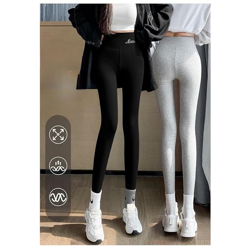 [YIXUANAI] rib leggings ladies leggings pants Fashionable leggings stretch waist elastic tights spats bottoms 10 minute length long length beautiful