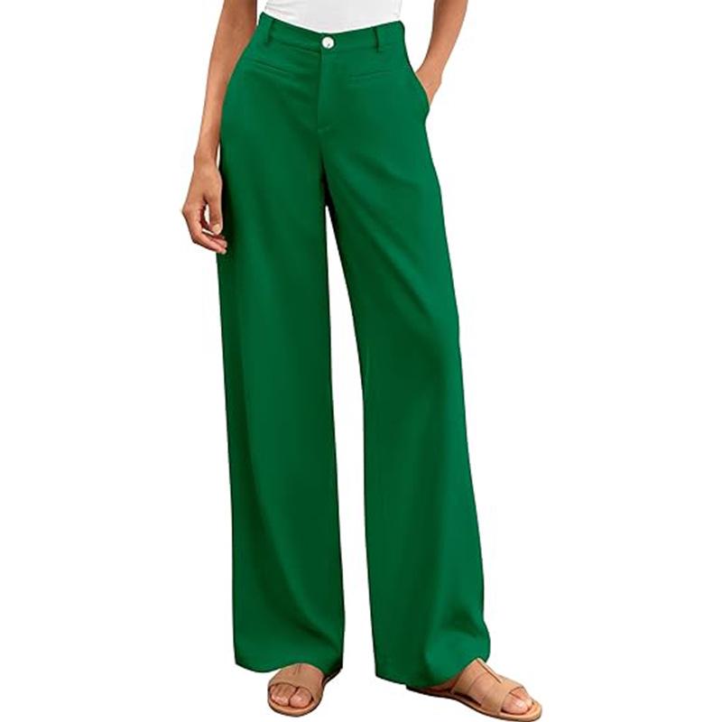 European-American High-Waisted Wide-Leg Women's Suit Pants - Simple Drapey Style for Spring/Summer Business Casual