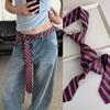 Long Skinny Plaid Waist Belt with Jeans Necktie Scarf Decorative Accessory Personality Trendy Hairband Fashionable Accessory