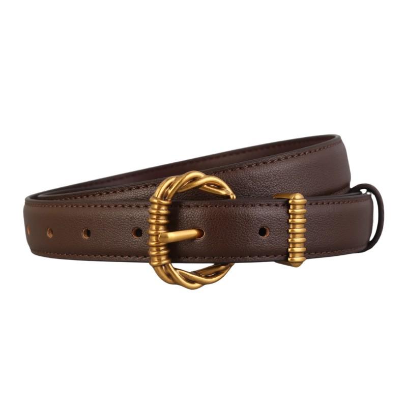 Womens Genuine Leather Belt 2.3cm Width Slim Waistband Jeans Office Casual Style 2026