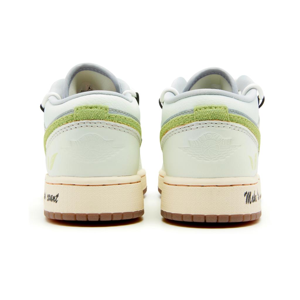 Jordan Air Jordan 1 Low SE Slip Resistant Abrasion Resistant Low top Vintage Basketball Shoes GS White Green FZ5046-041(Team44-)