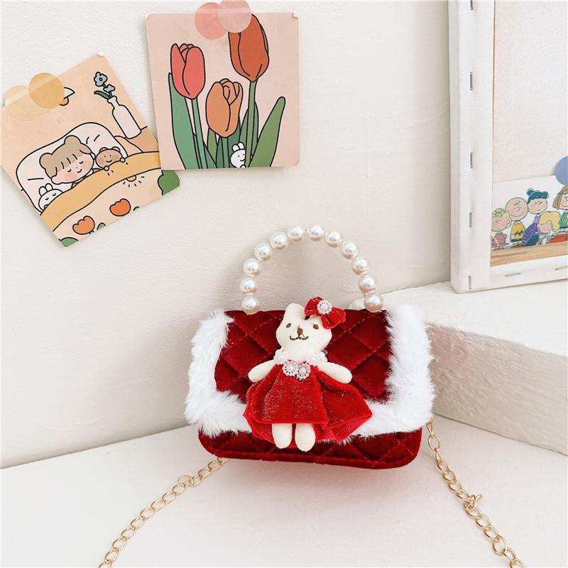 Eyecatching Kids Crossbody Bag Bright Red Pearl Princess Bag With Durable Antitheft Features