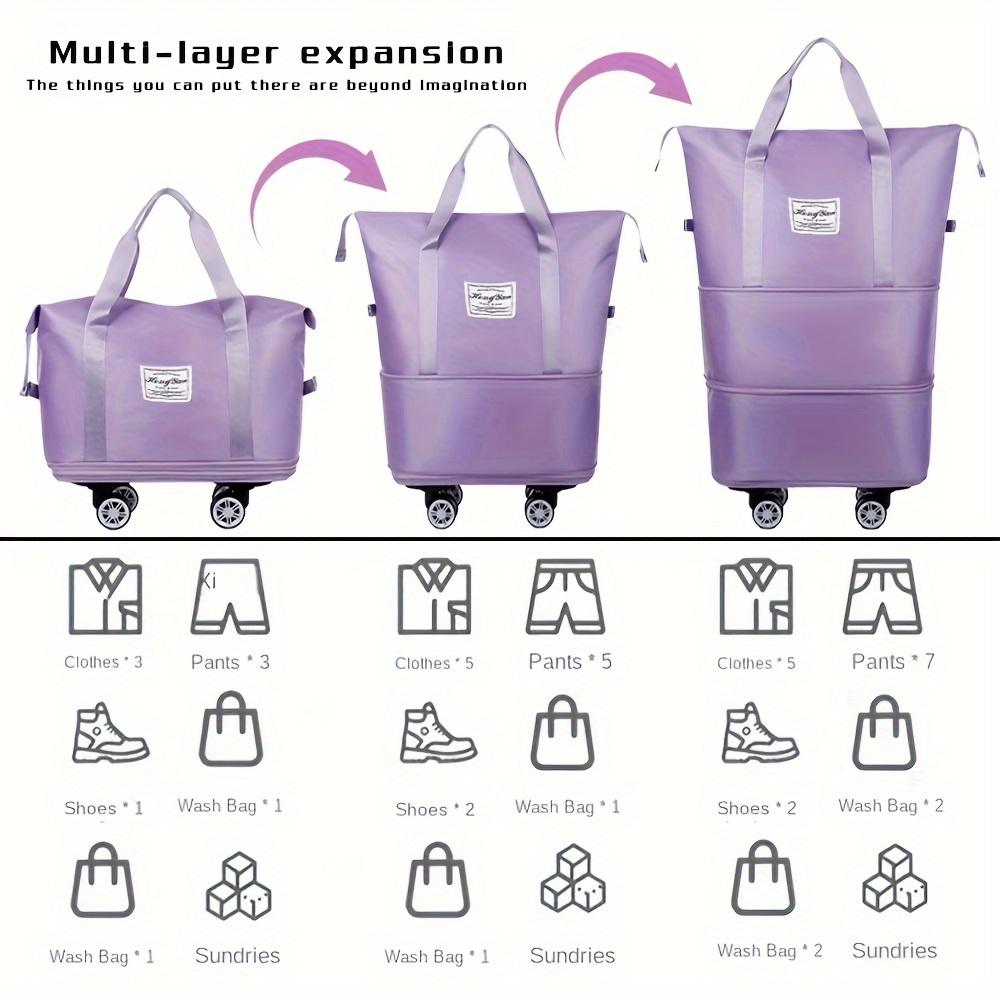 [Foldable Travel Bag] 3-Layer Extra-Large Foldable Travel Bag with Wheels | Nylon Luggage for Daily Commute & Moving